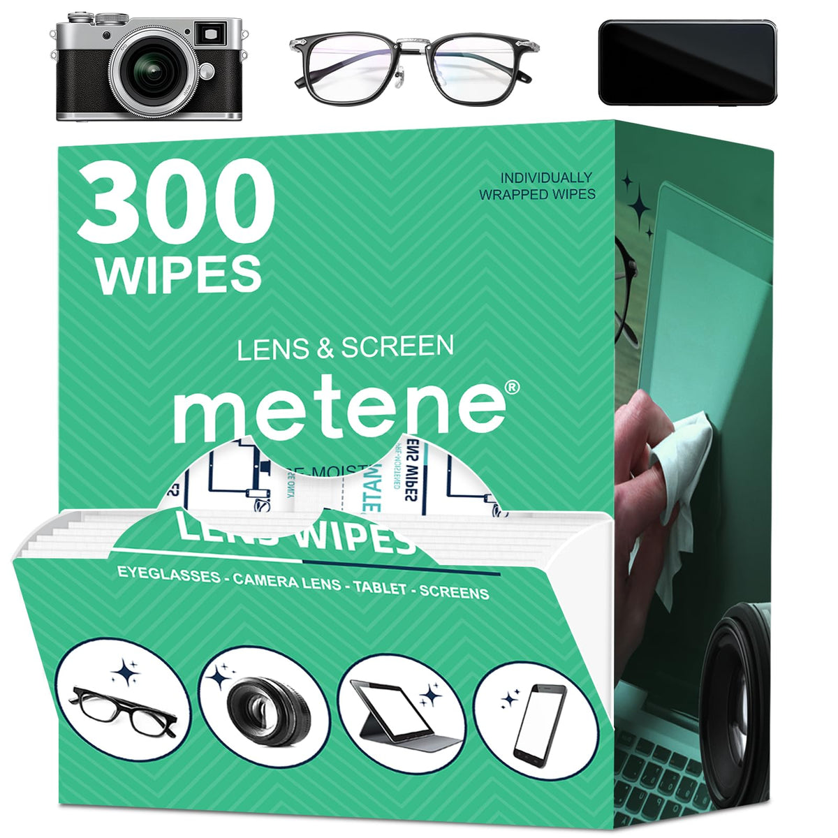 Metene Lens Wipes, 300 Count