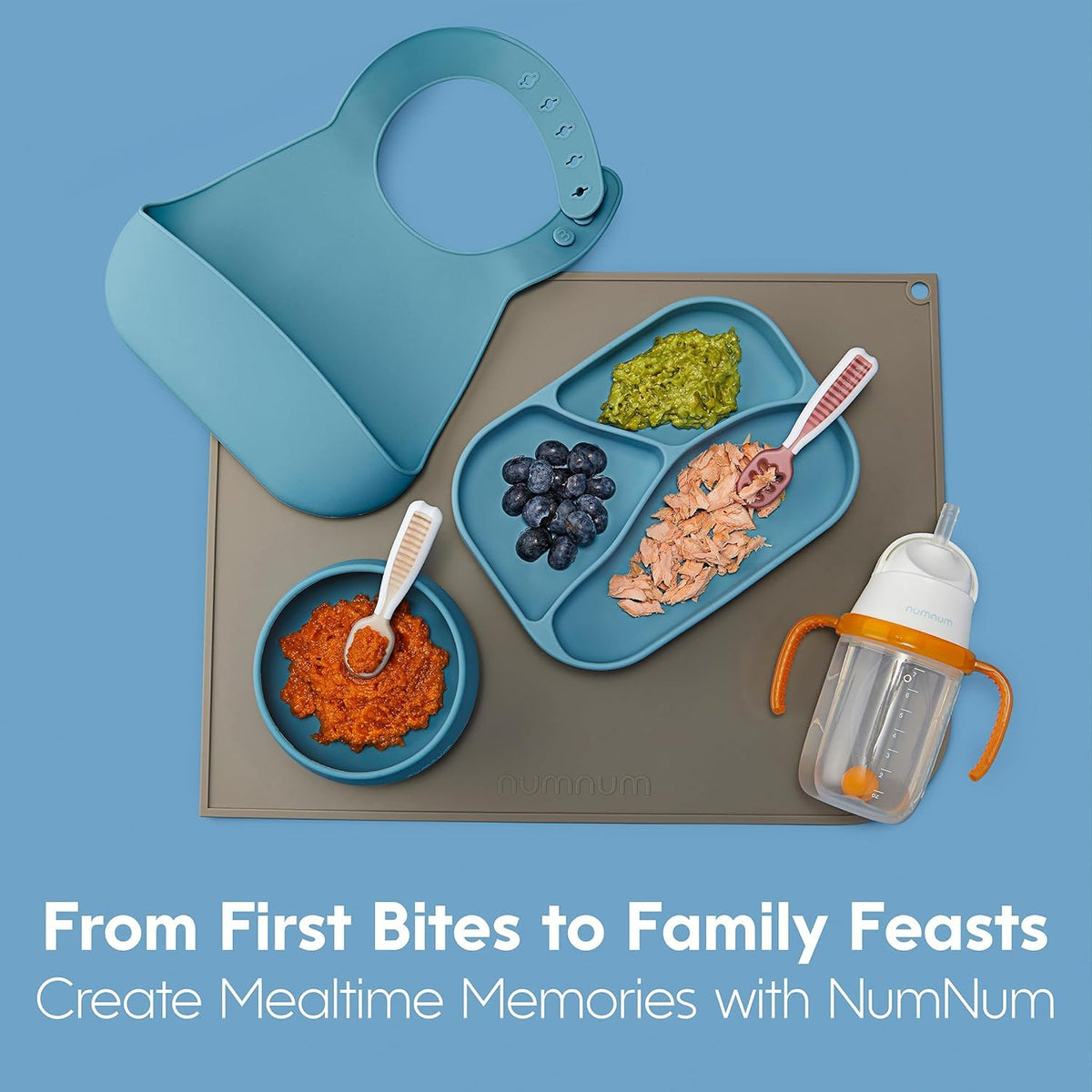NumNum Pre-Spoon GOOtensils Baby Spoons, Blue/Orange (2 Pack)