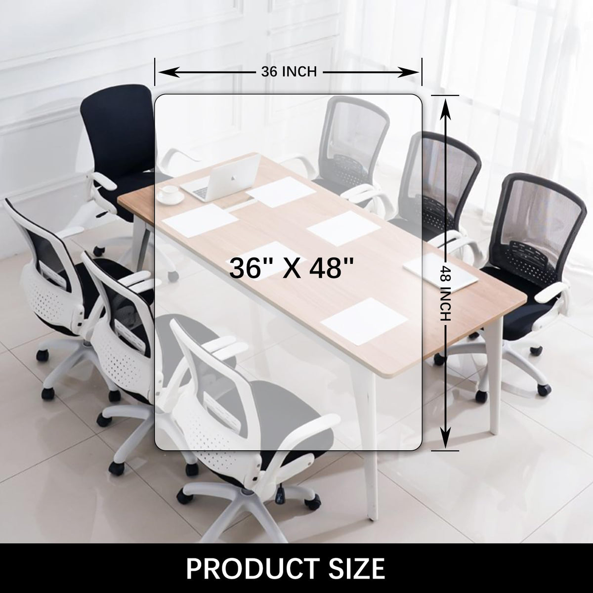 Kuyal Clear Chair Mat for Hard Floors, 36" x 48"