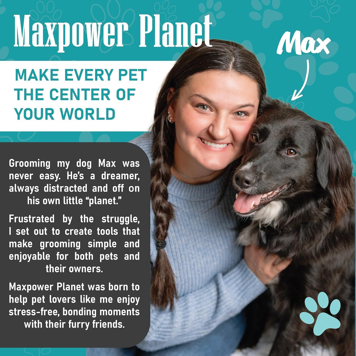 Maxpower Planet Double-Sided Pet Grooming Brush, Large, A1 Blue