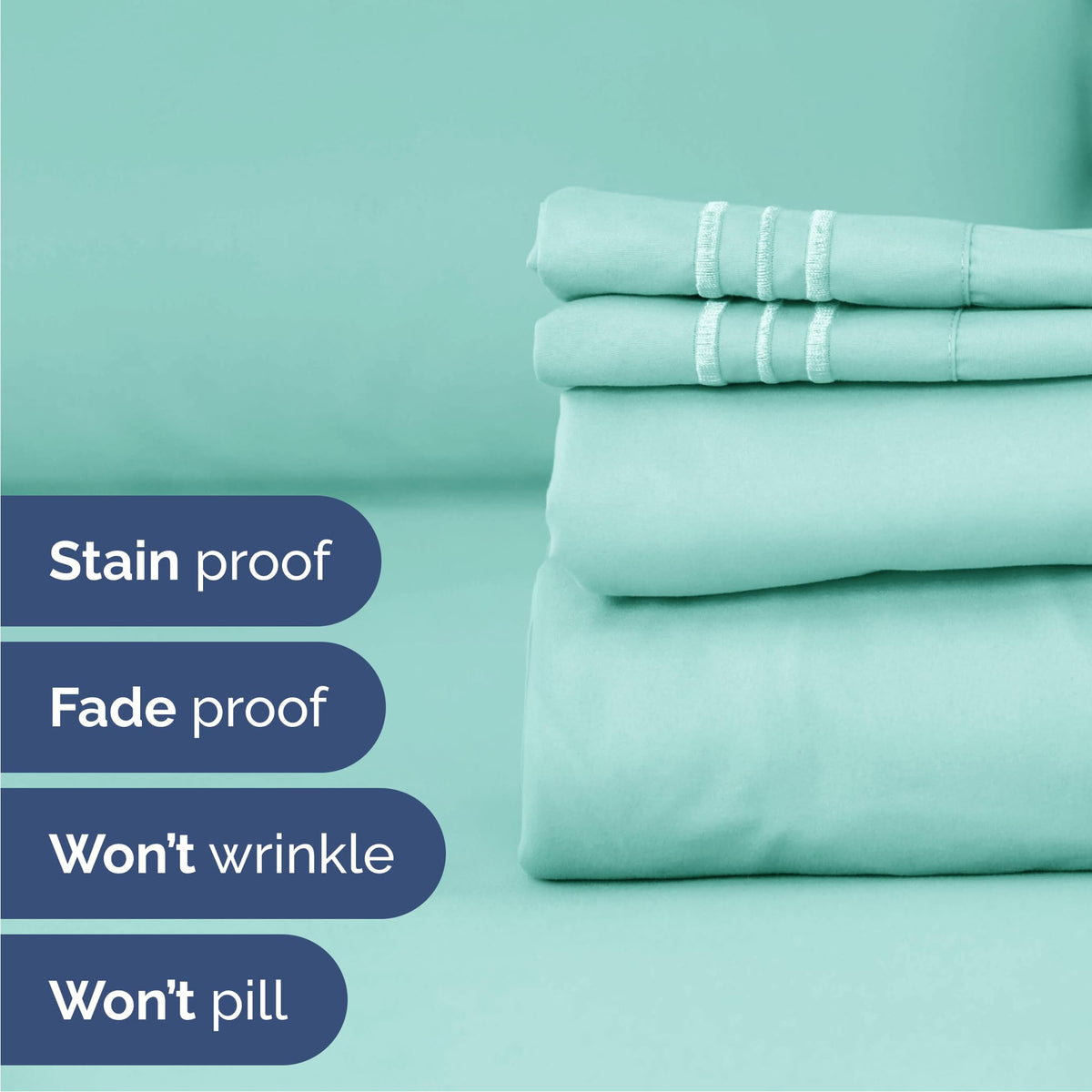 CGK Unlimited Brushed Microfibre Sheet Set, Queen, Spa Blue