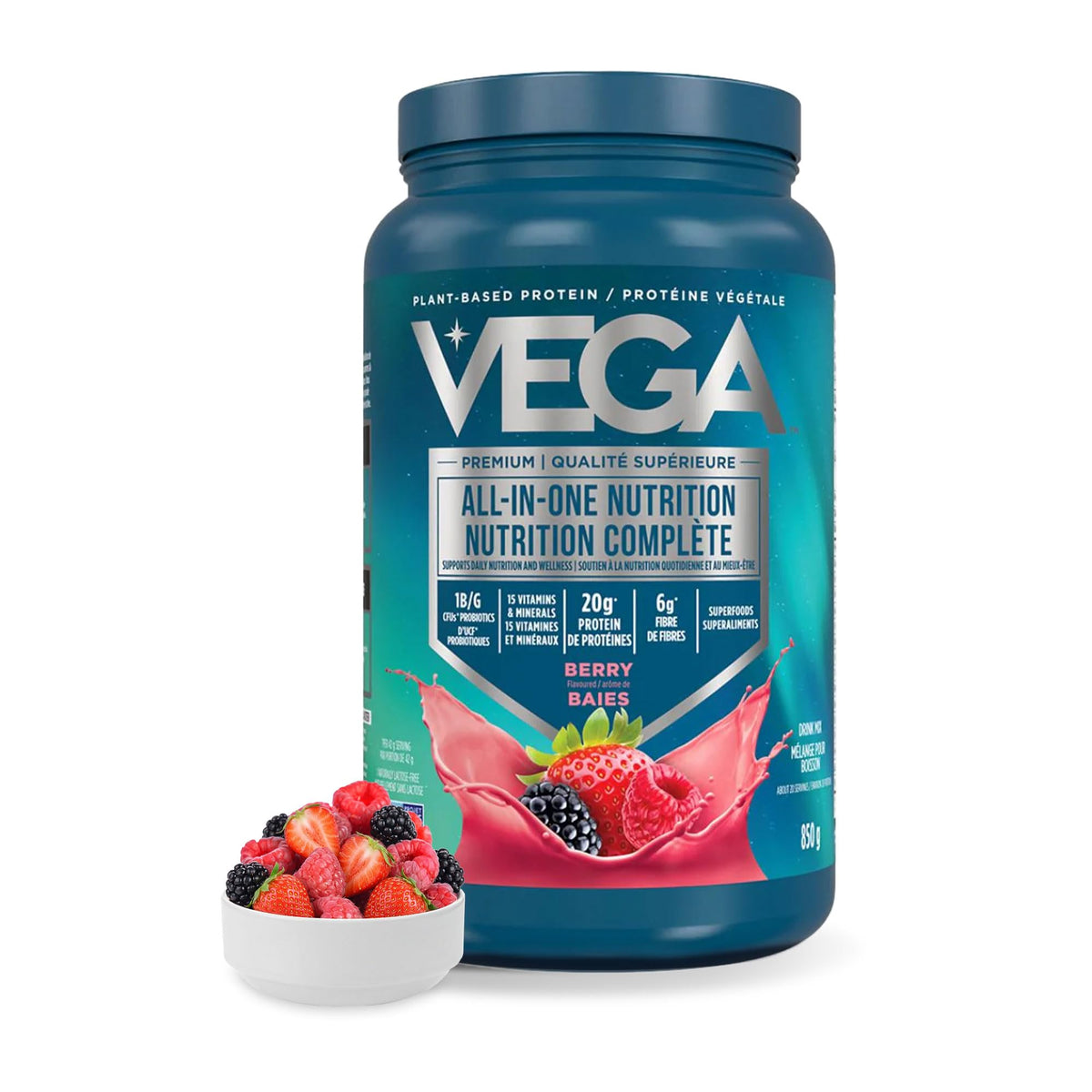 Vega Premium All-in-One Protein Powder, Berry, 850 g