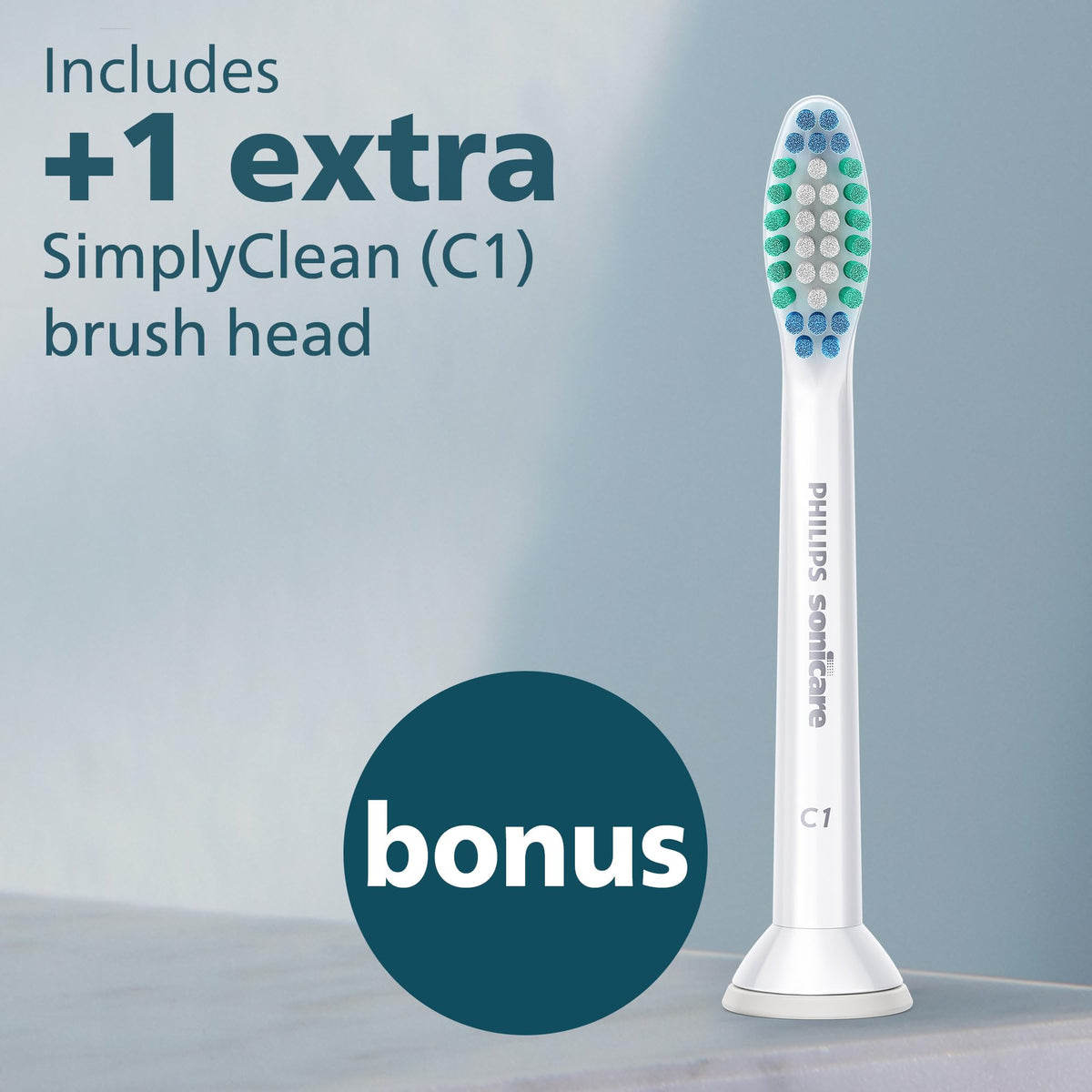 Philips Sonicare 1300 Rechargeable Electric Toothbrush, White, 2 Heads