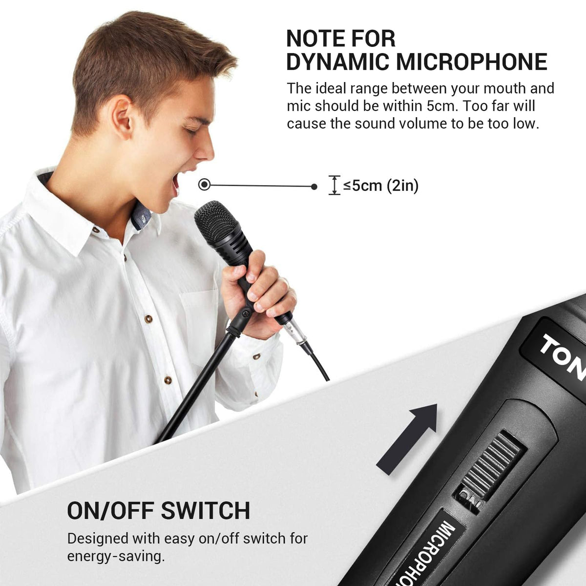 TONOR Dynamic Karaoke Microphone with 4.5m XLR Cable, Black