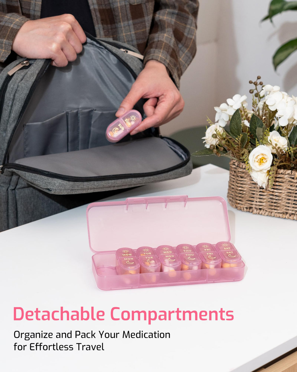 Daviky Weekly Pill Organizer, 7-Day AM/PM