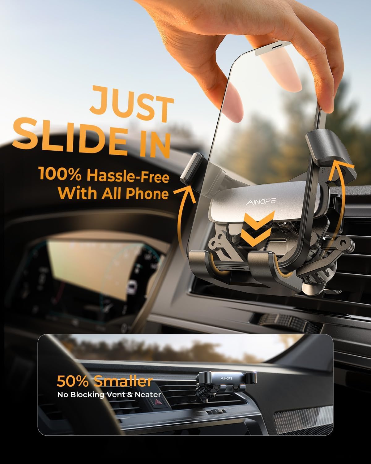 AINOPE Phone Holder for Car Vent, Auto Lock