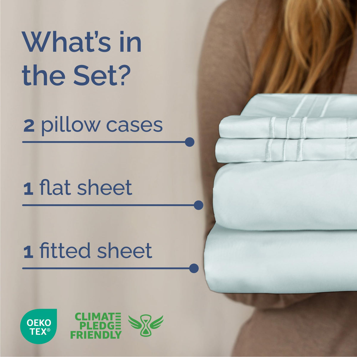 CGK Unlimited Brushed Microfibre Sheet Set, Queen, Ice Blue