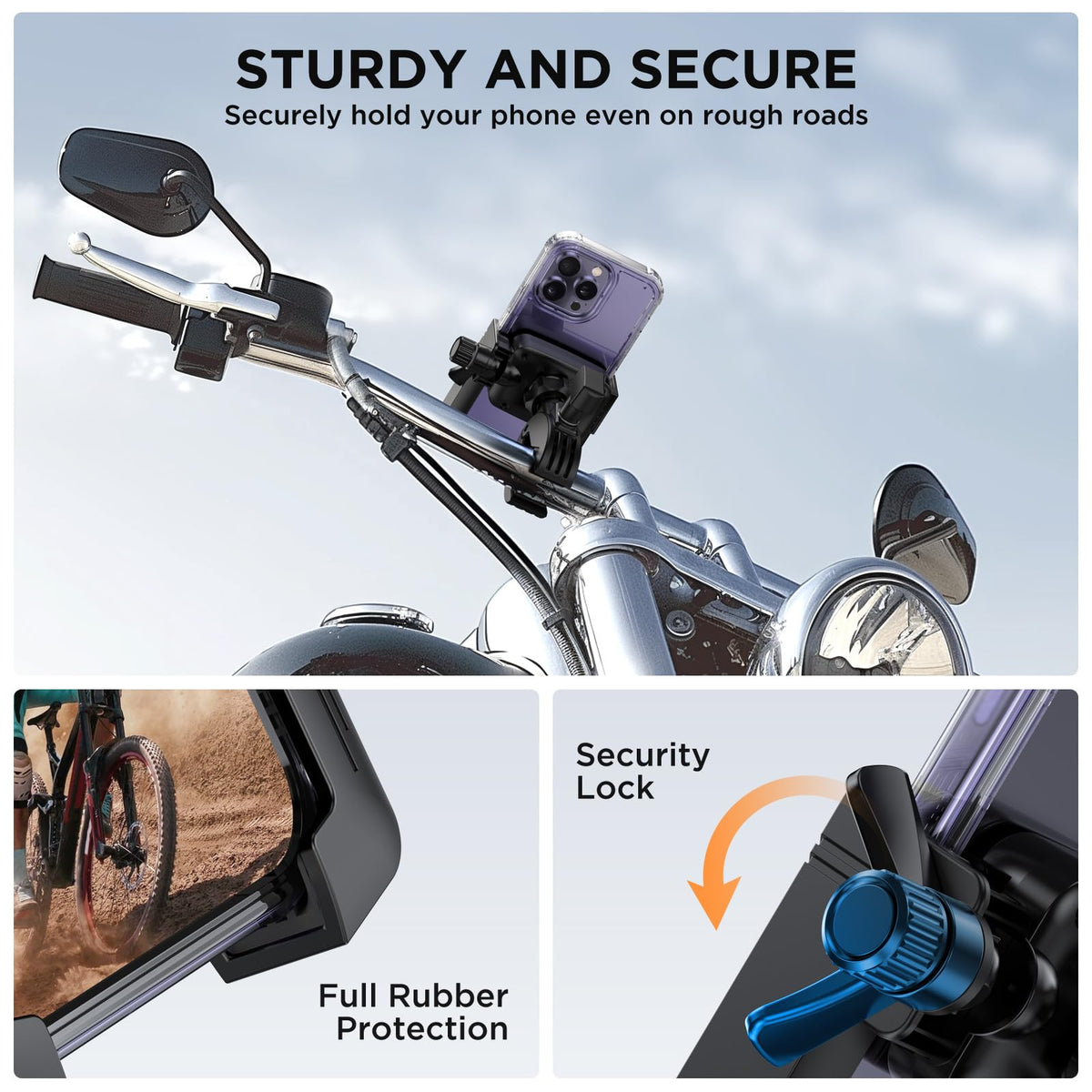Miracase Quick-Lock Bike and Motorcycle Phone Mount, Black