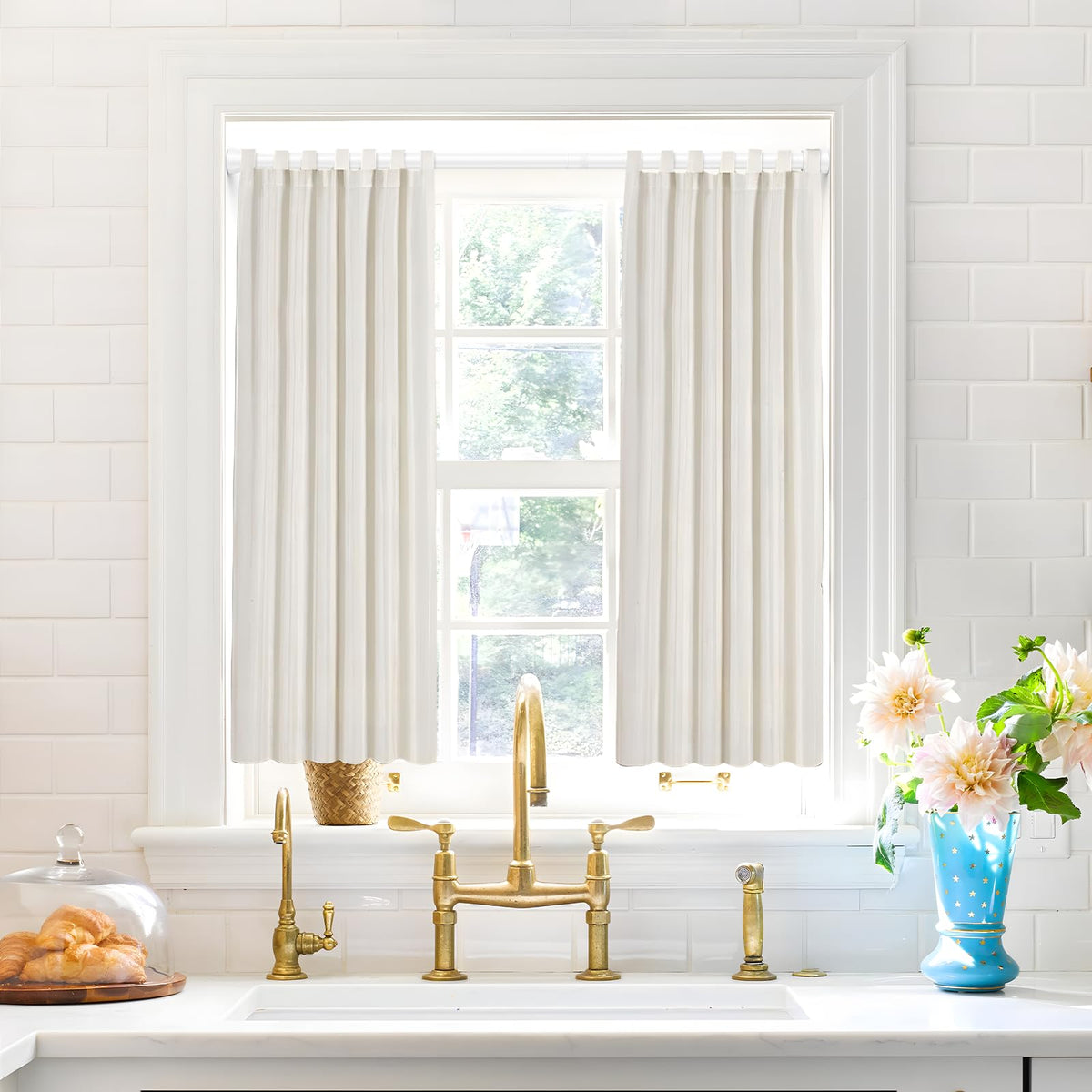 Adjustable Tension Curtain Rod, 28-48", White