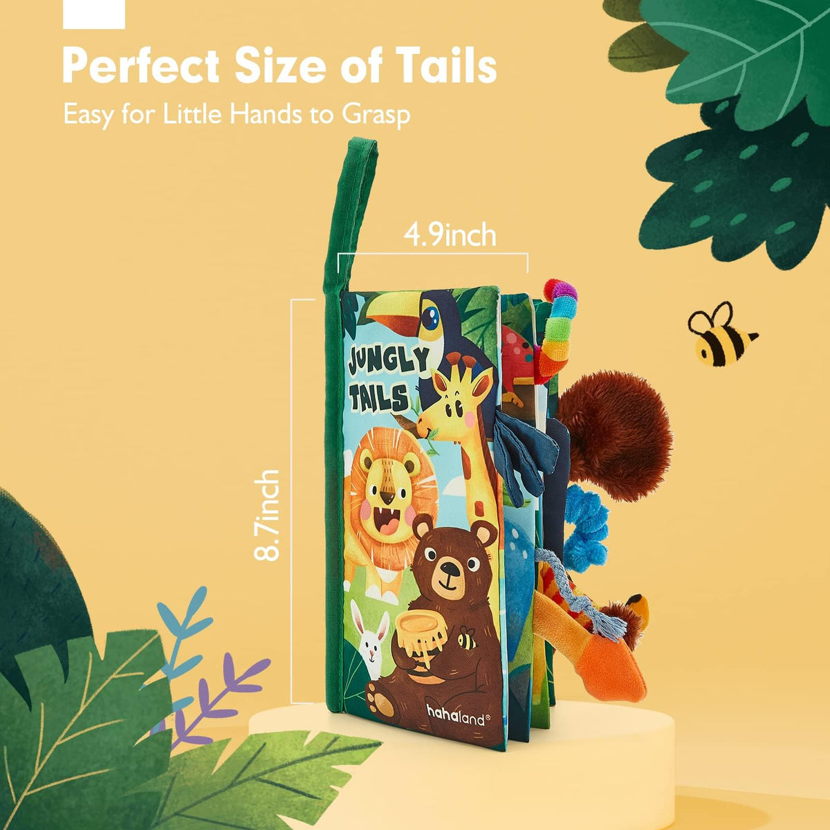 hahaland Touch and Feel Crinkle Cloth Baby Book, Jungly Tails