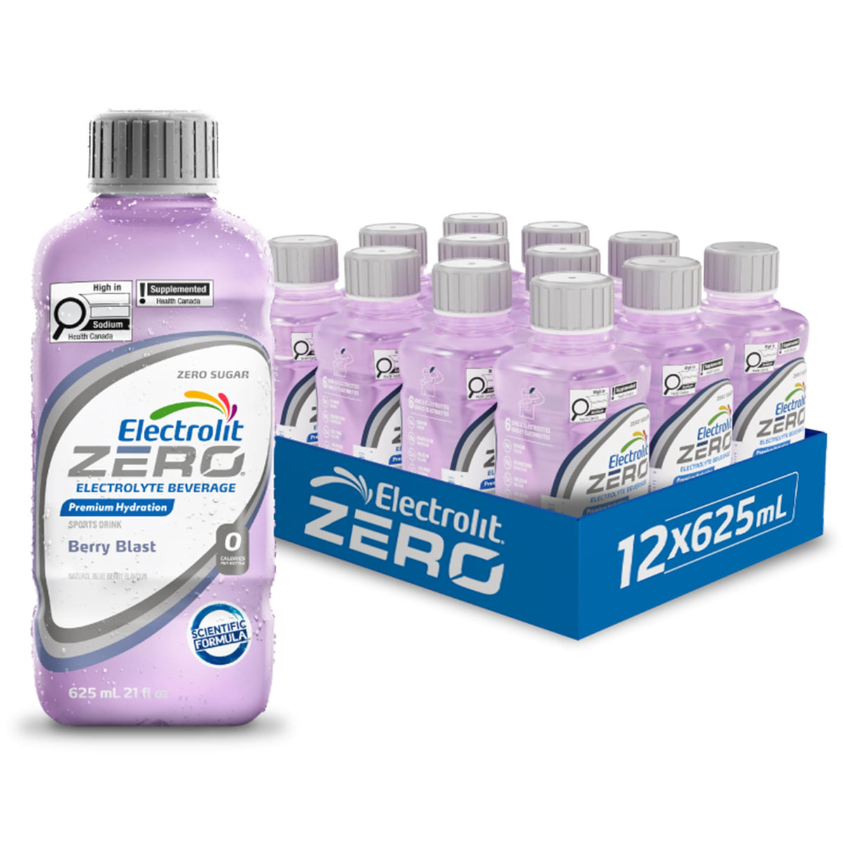 Electrolit Zero Hydration Drink, Berry Blast, 625ml, 12 Pack