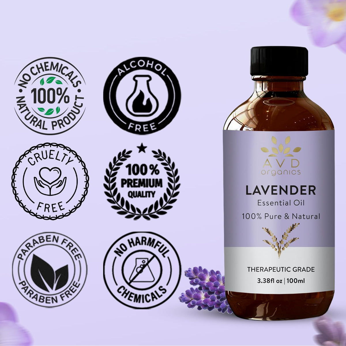 AVD Organics Lavender Essential Oil, 100 ml