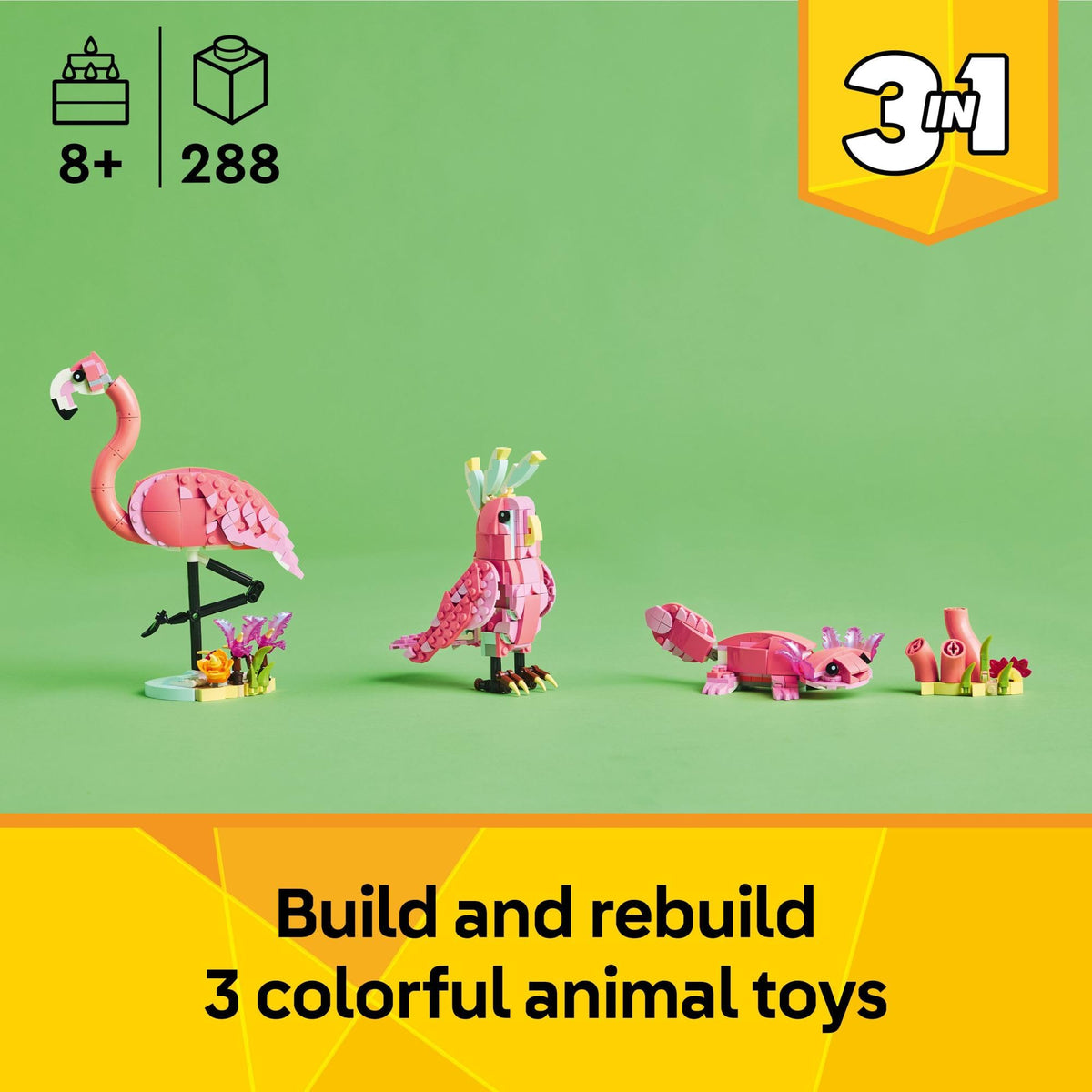 LEGO Creator 3 in 1 Wild Animals Pink Flamingo Building Set, 31170