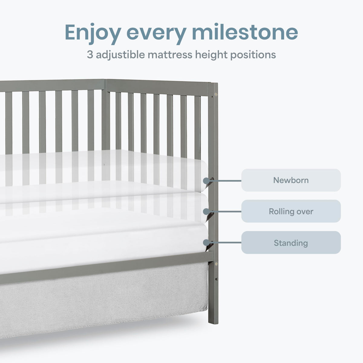 Dream On Me Synergy 5-in-1 Convertible Crib, Cool Grey