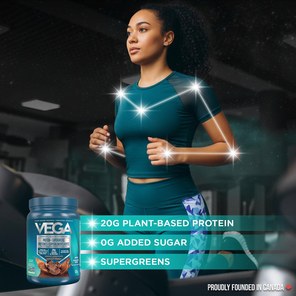 Vega Protein + Supergreens Plant Protein Powder, Chocolate, 521g
