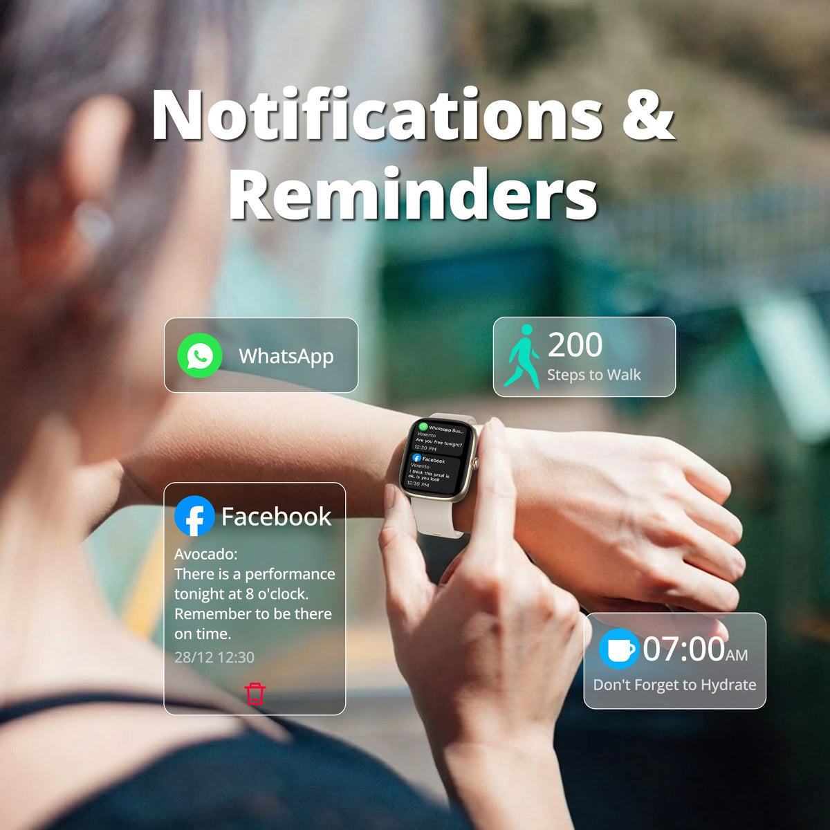 Fixwink 1.83-Inch Smart Watch with Calling, Gold