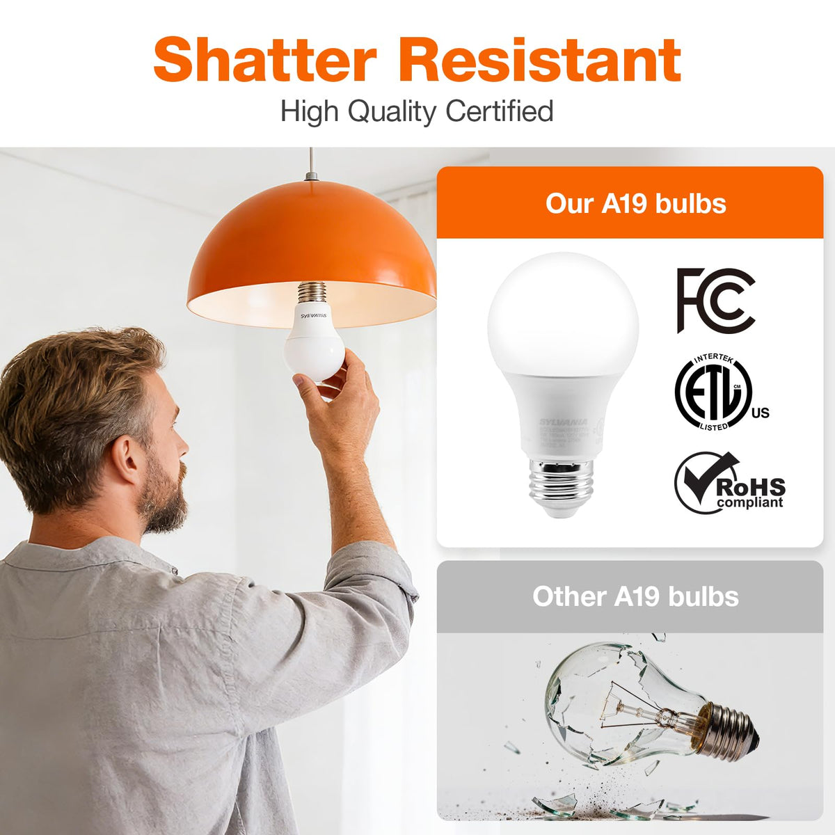 Sylvania ECO LED A19 Light Bulb, 60W Equivalent, 5000K, 8 Count, 40883