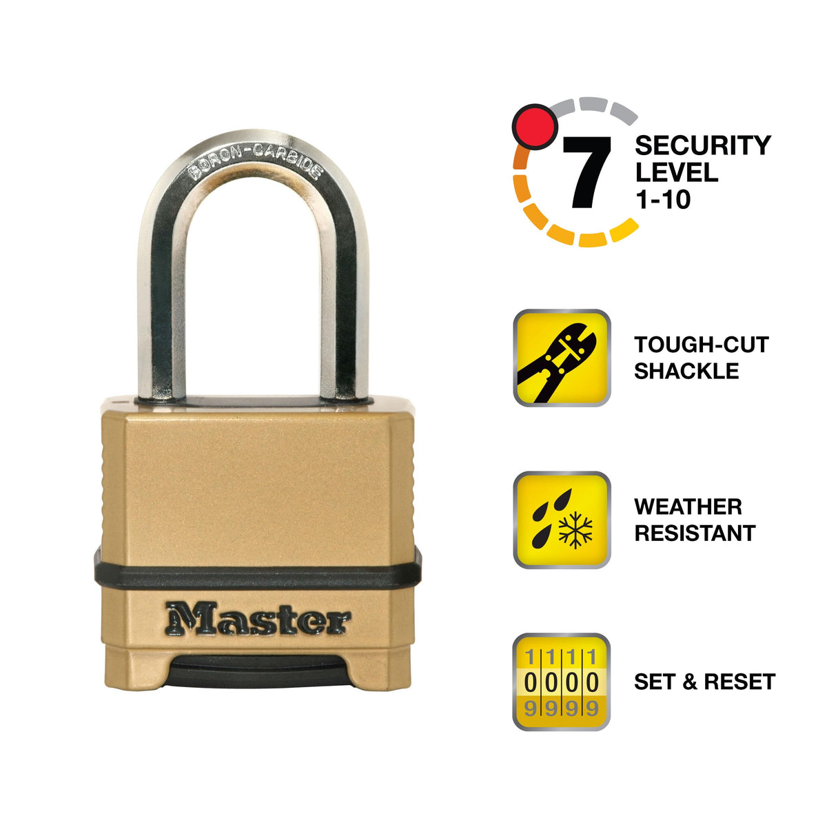 Master Lock Gold Outdoor Combination Padlock, M175LFEC2, 2 Pack