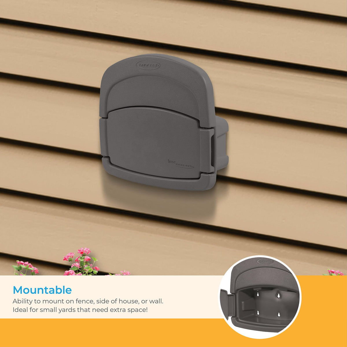 Suncast DHH150ST Deluxe Hangout Hose Hanger, Stoney Gray
