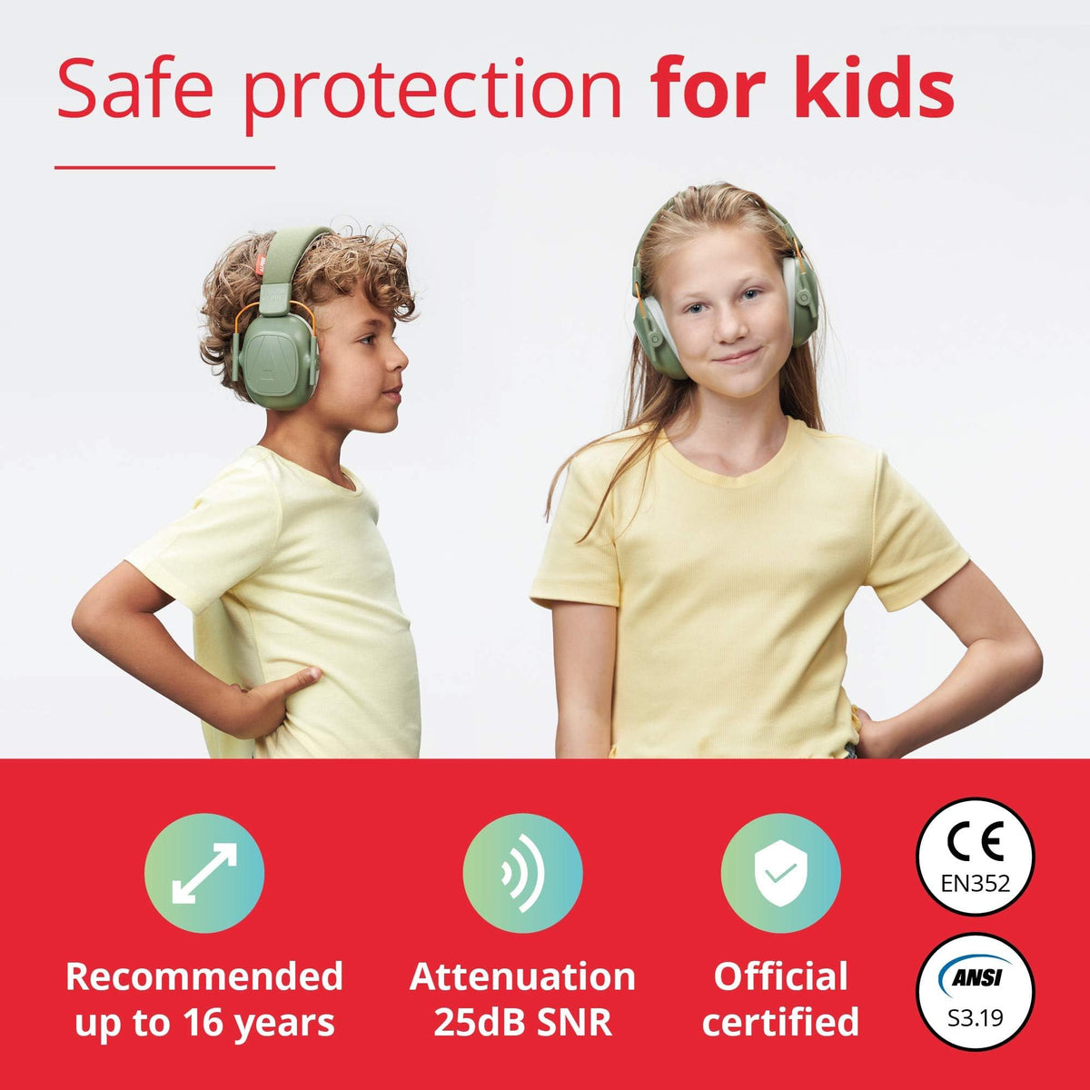 Alpine Muffy Noise Cancelling Headphones for Kids, Green