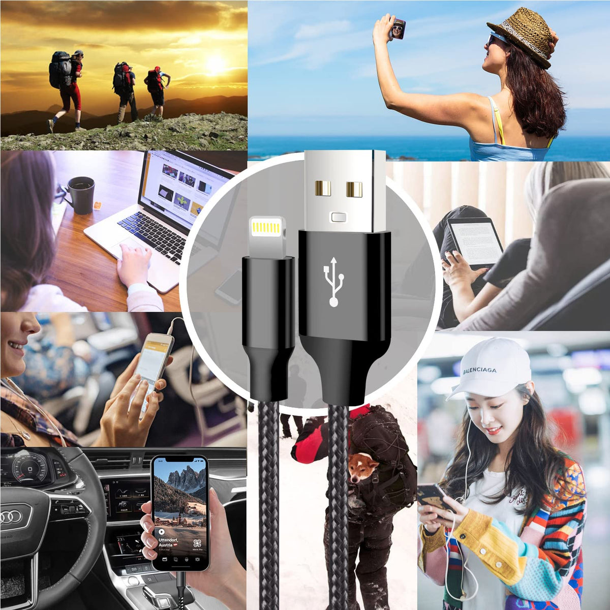 CUGUNU Lightning Cable, 5-Pack, Black