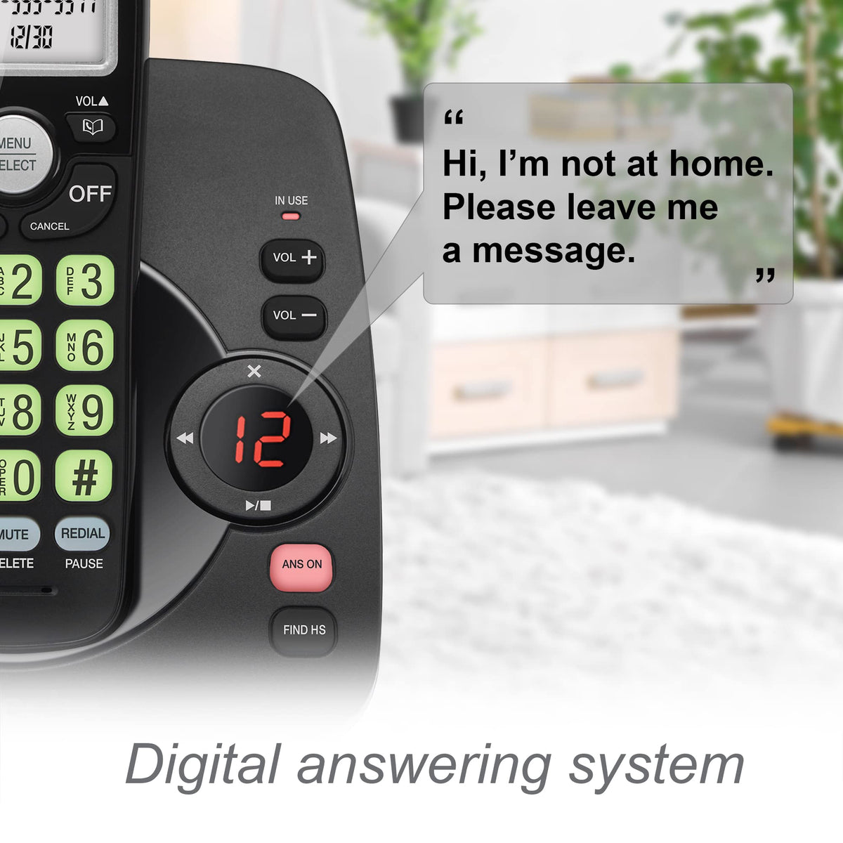 VTech VG104-11 DECT 6.0 Cordless Phone with Answering Machine, Black
