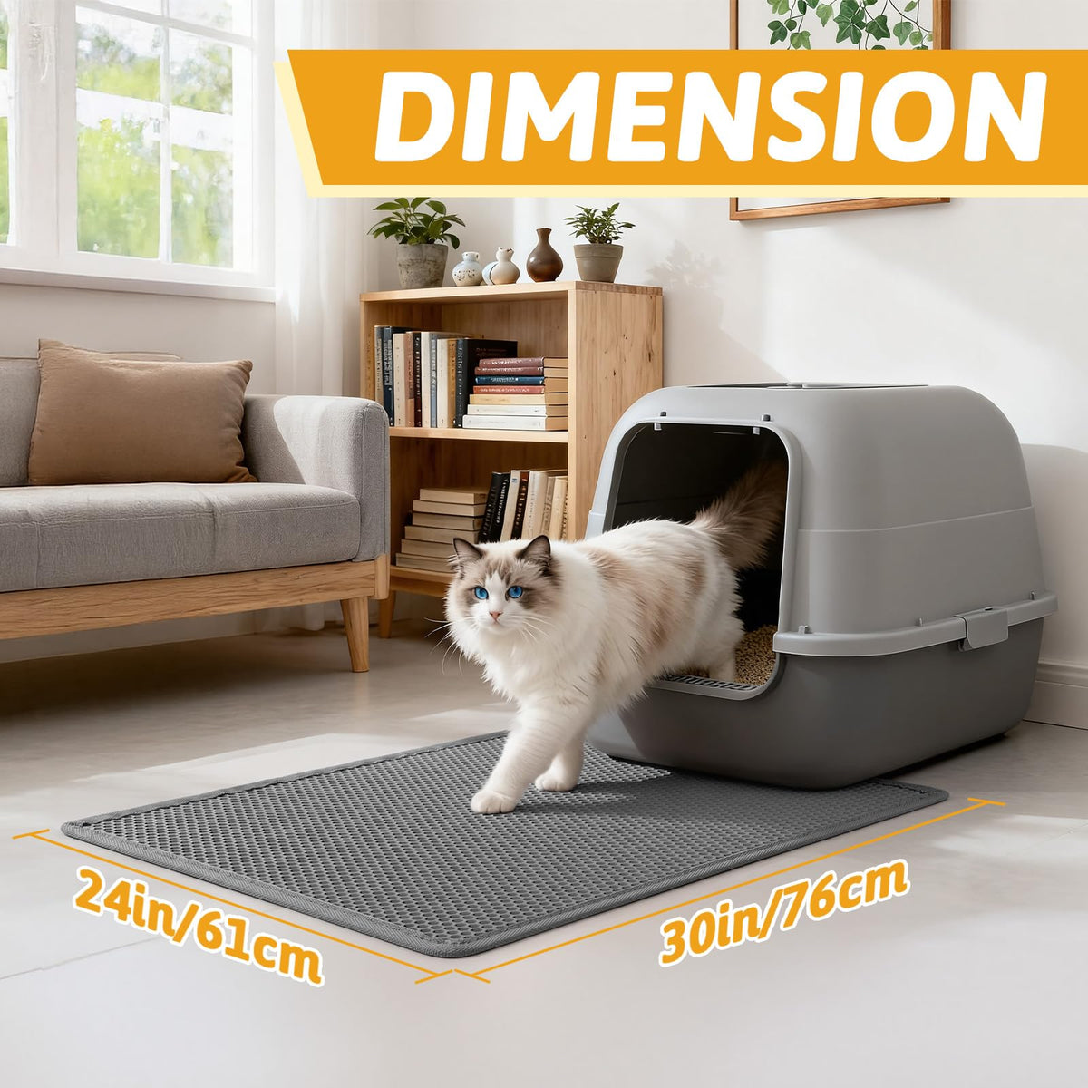 Pieviev Honeycomb Double Layer Cat Litter Mat, 76 x 61 cm, Grey
