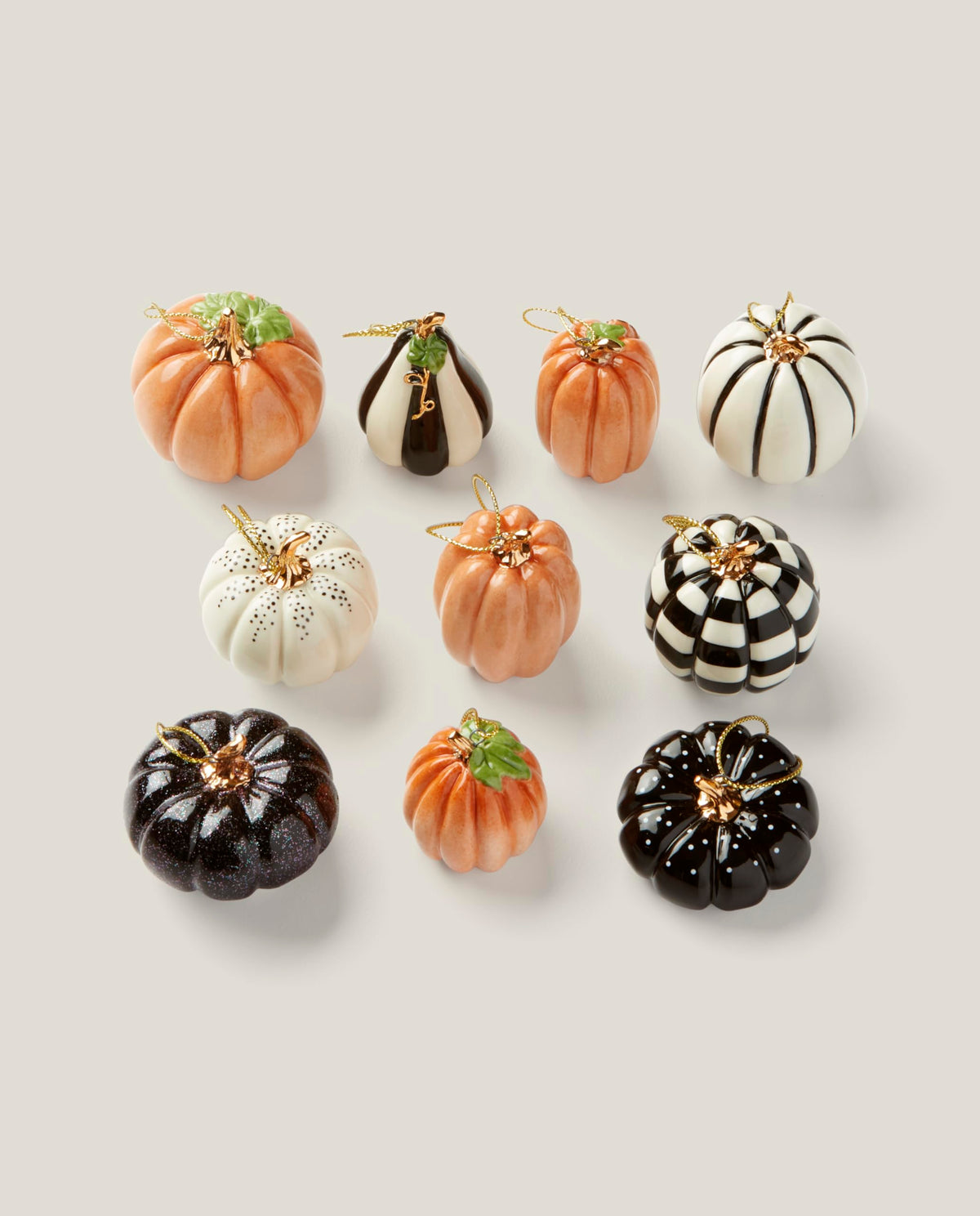 Lenox Pumpkin 10-Piece Mini Porcelain Hanging Ornament Set