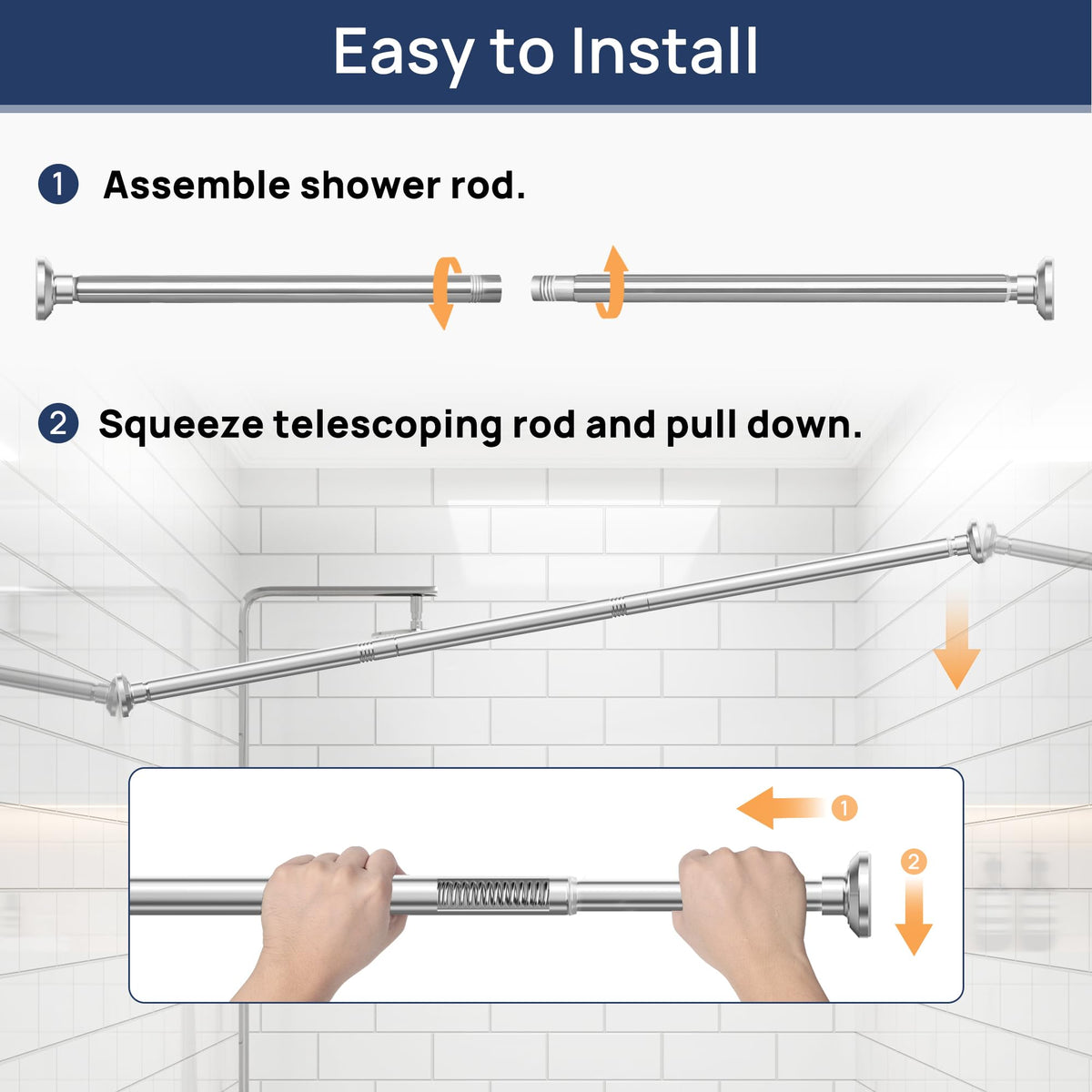 ENJOYBASICS Tension Shower Curtain Rod, 30-76 Inch, Chrome