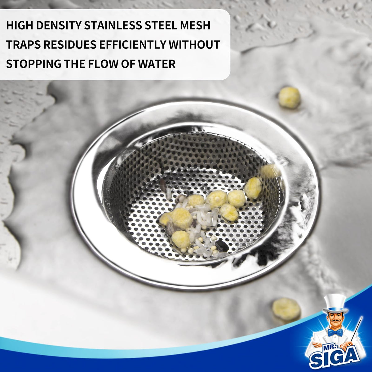 MR.SIGA Stainless Steel Kitchen Sink Strainer, 4.4" (3 Pack)
