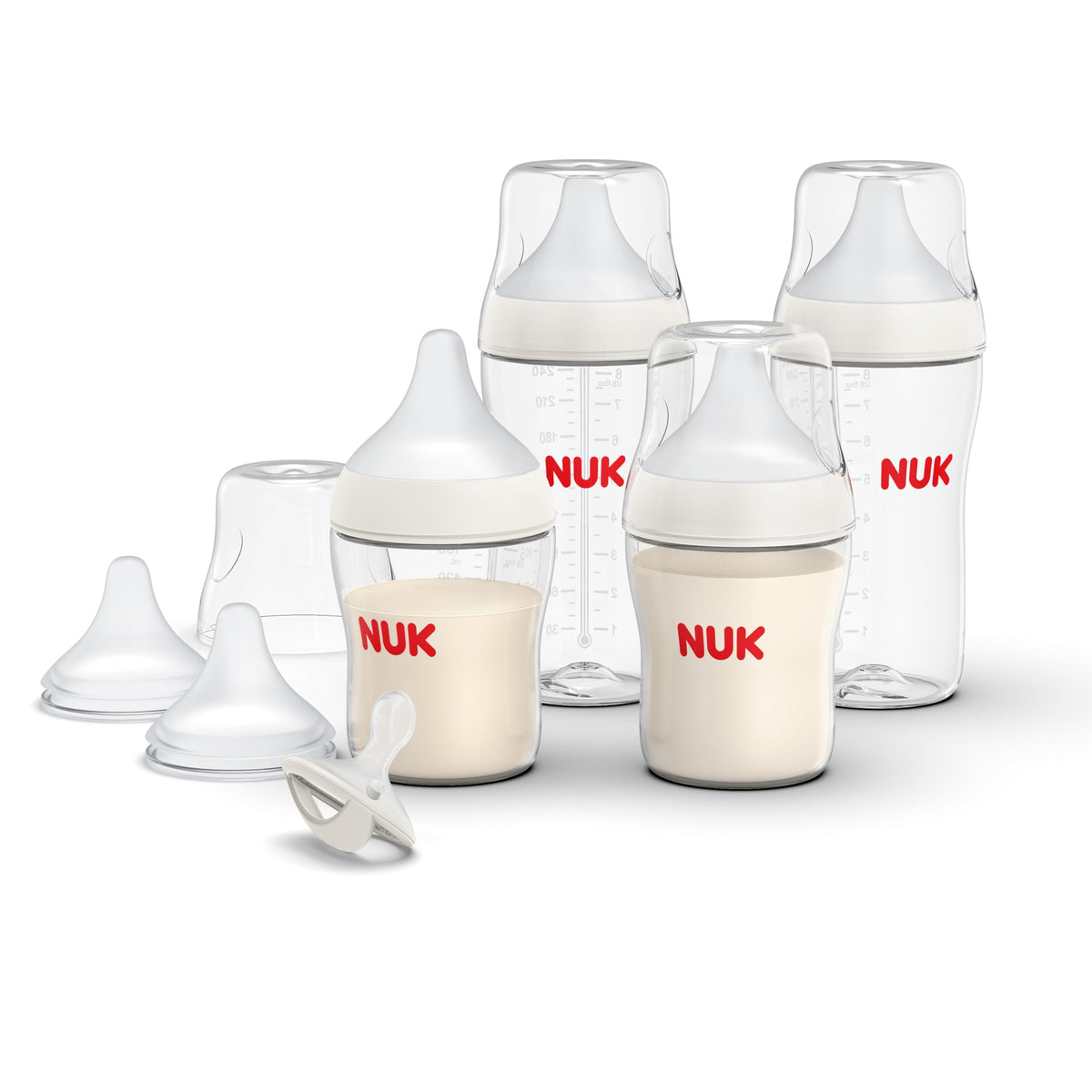 NUK Perfect Match Gift Set, 4 Bottles, 2 Extra Nipples, 1 Pacifier