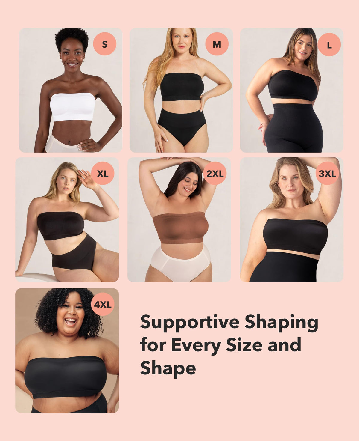 Shapermint Convertible Strapless Bandeau Bra, Beige