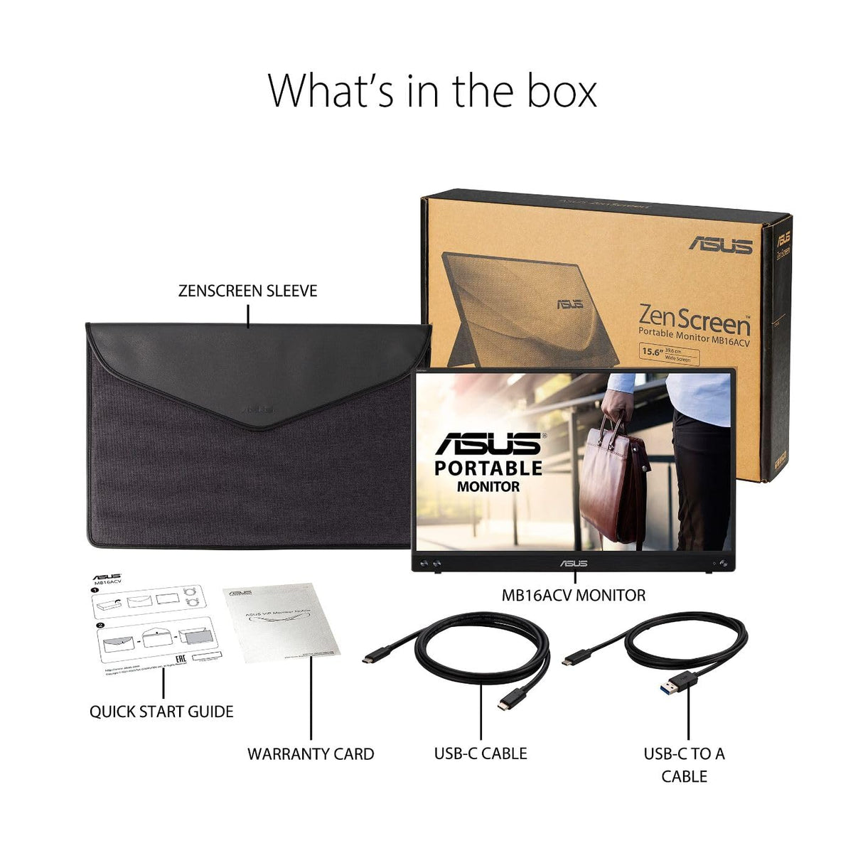 ASUS ZenScreen 15.6" 1080P Portable Monitor, MB16ACV
