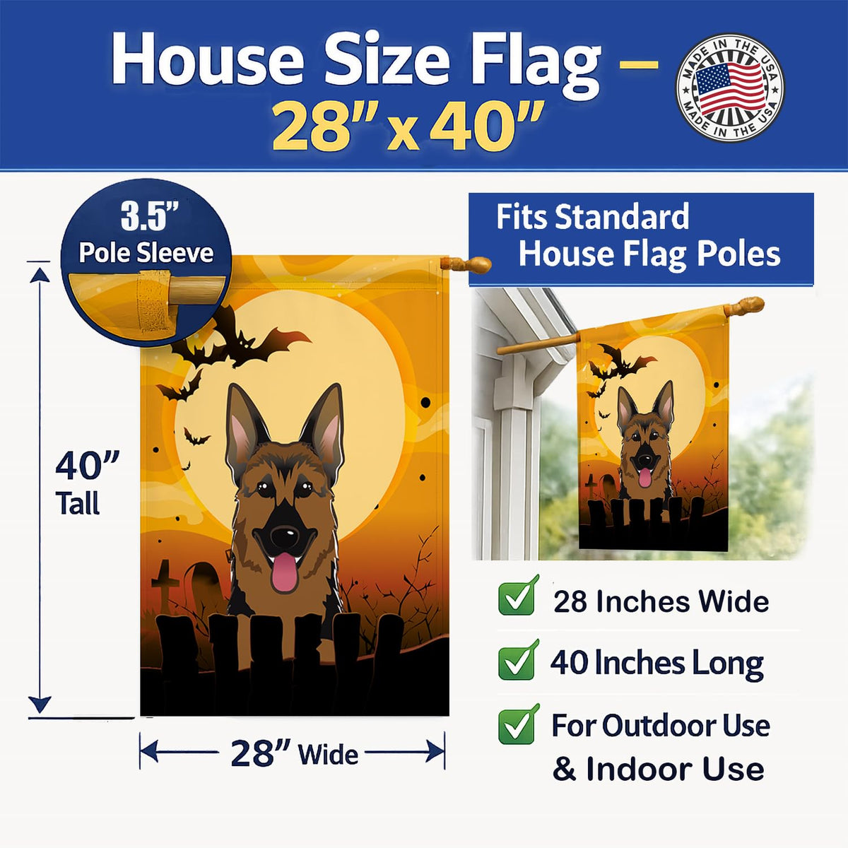 Caroline's Treasures BB1769CHF German Shepherd Flag, Large