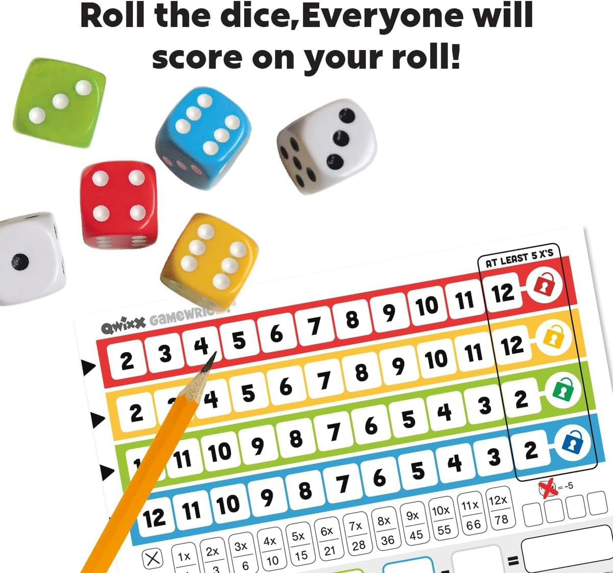 Gamewright Qwixx Fast Family Dice Game, Multi-Colored