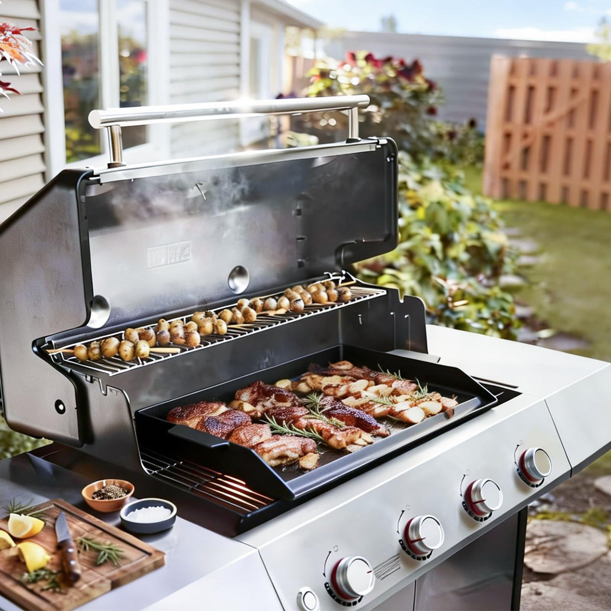 BBQ Future Universal Cast Iron Griddle with Spatula Set, 23 x 16 in