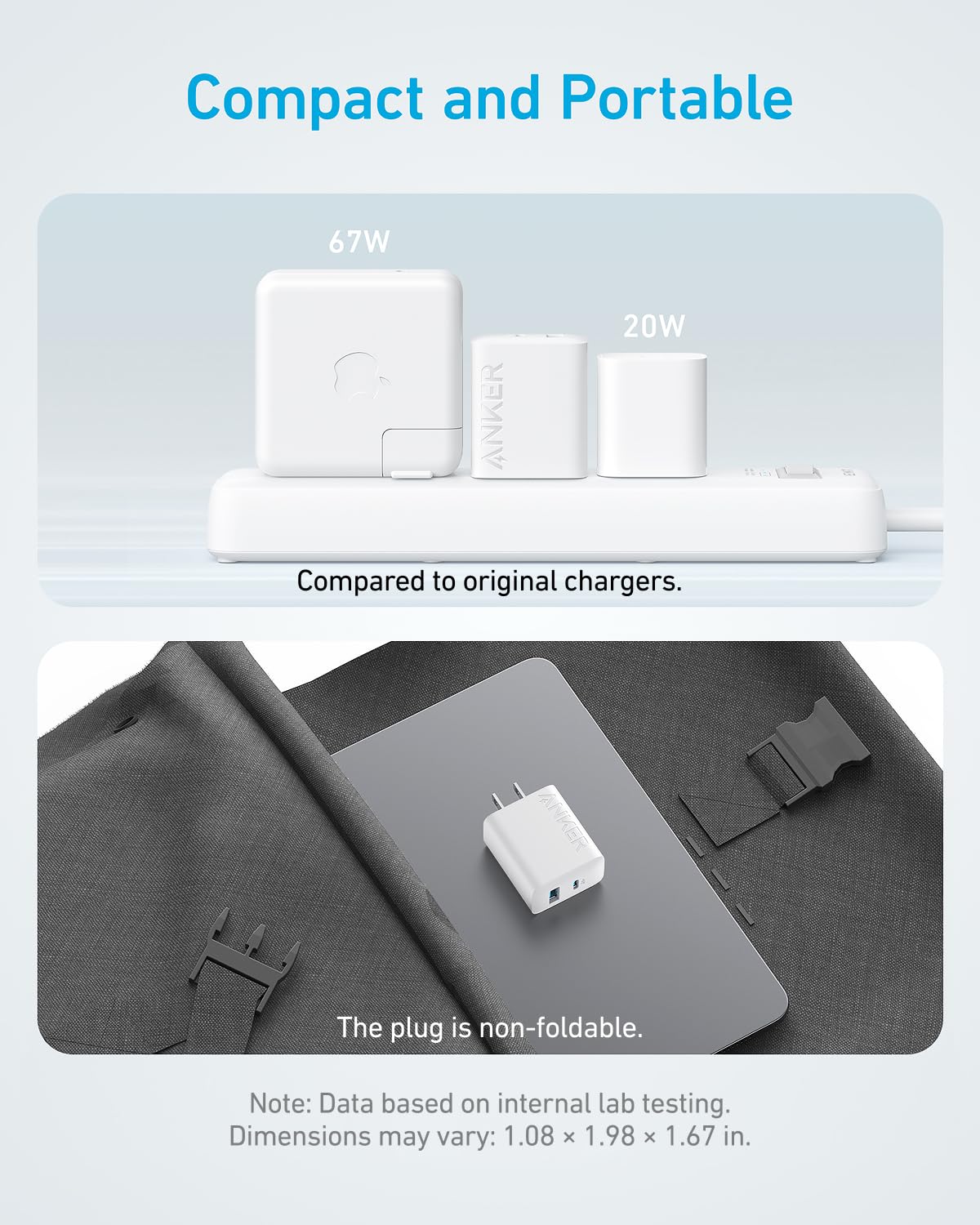 Anker 20W USB-C Charger Block, 2-Pack, White