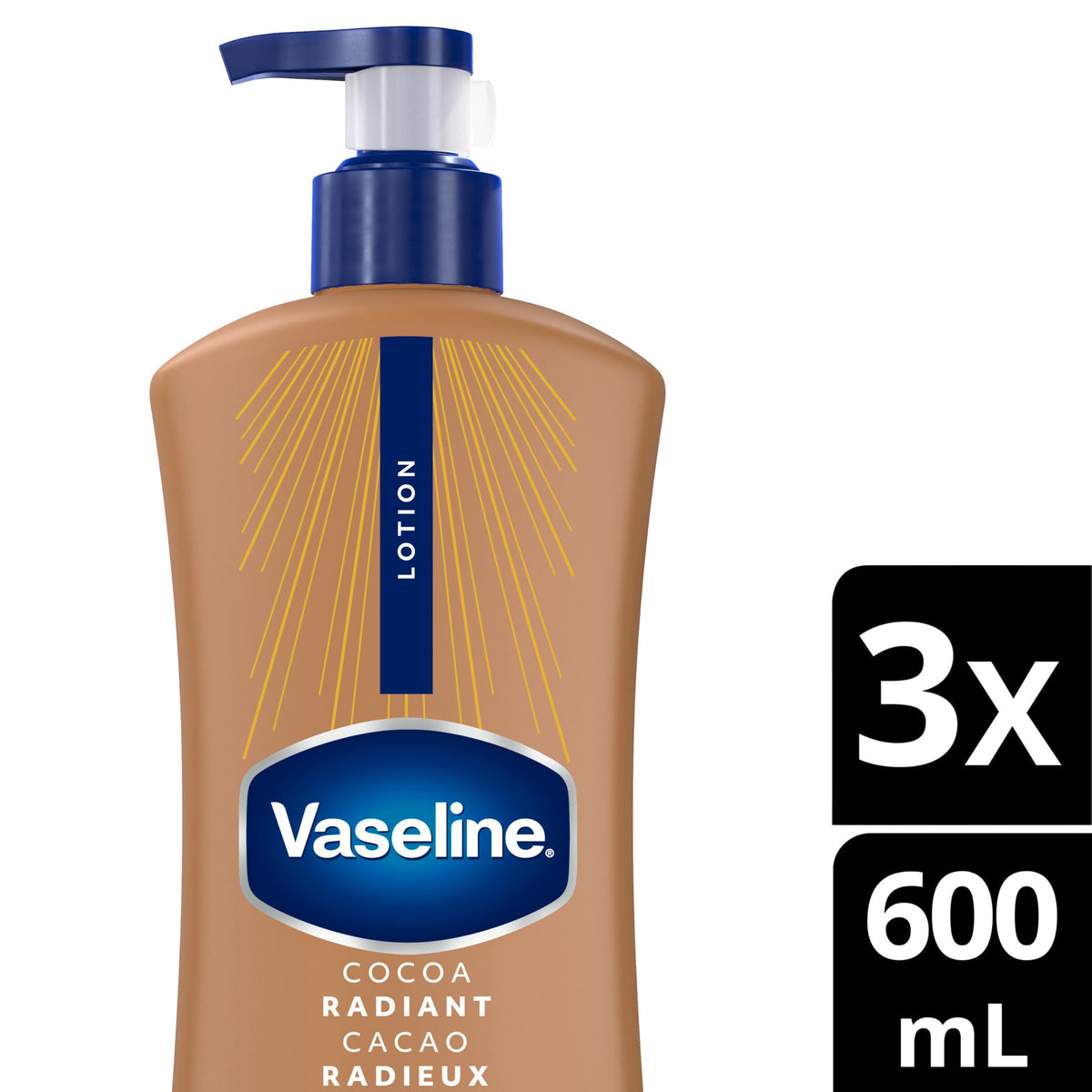 Vaseline Cocoa Radiant Lotion, Ultra-Hydrating, 600mL, 3 Pack