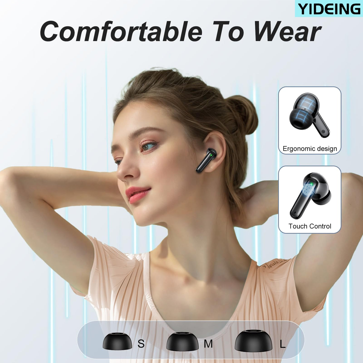Wireless Earbuds Bluetooth 5.3 with Charging Case, Black