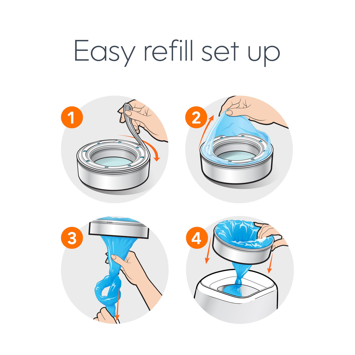 Diaper Genie Essentials Round Refill, Unscented (4 Pack)