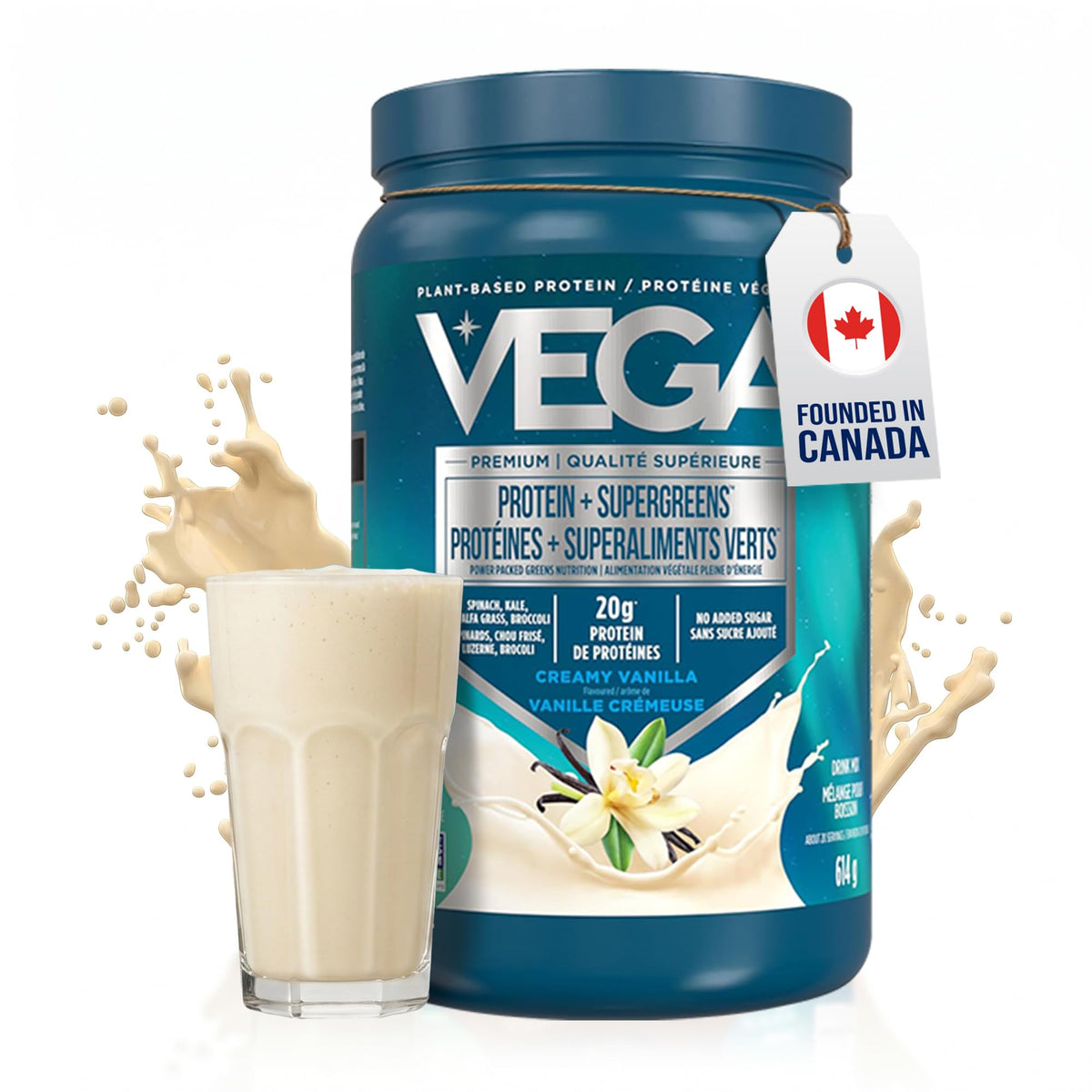 Vega Protein + Supergreens Plant-Based Protein, Vanilla, 614 g