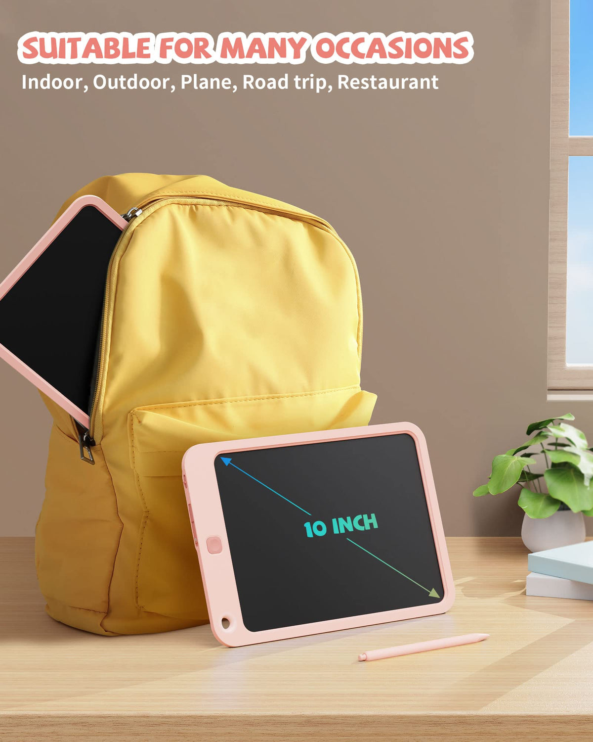 LCD Writing Tablet for Kids, 10", Pink