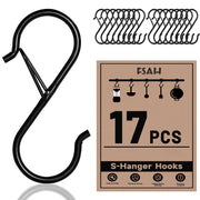 Heavy Duty S Hooks for Hanging, Black, 3.5 in, 17 Pcs