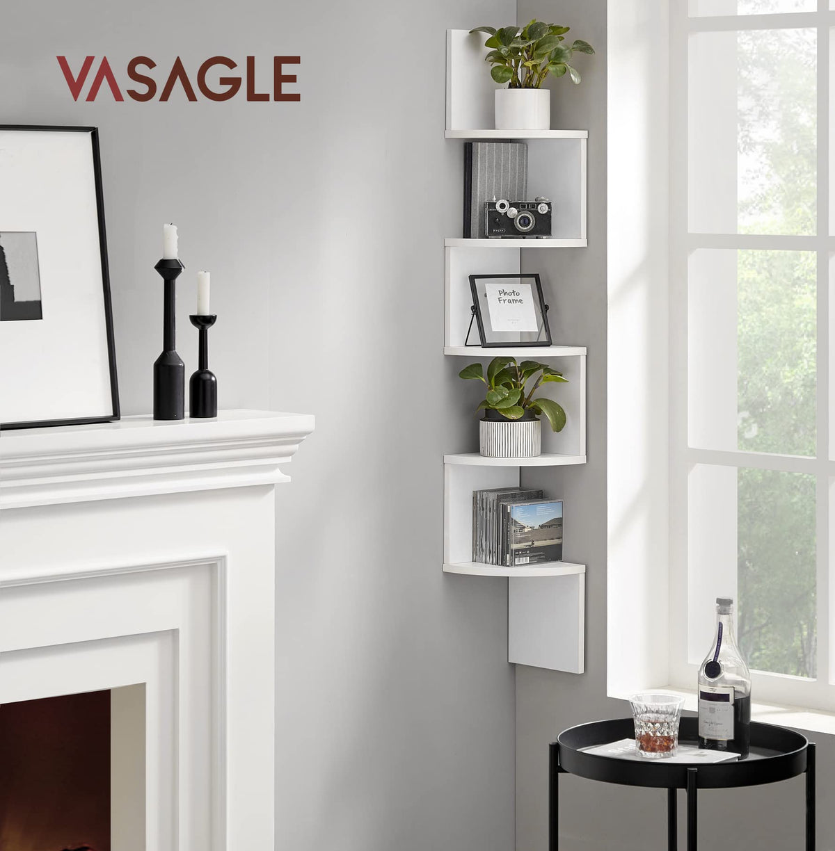 Vasagle Custos 5-Tier Floating Corner Shelf, Cloud White, ULBC72WT