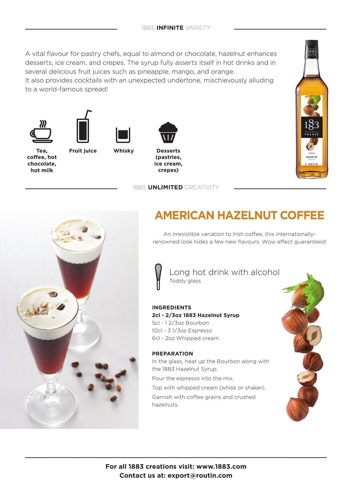 Maison Routin 1883 Roasted Hazelnut Syrup, 1000 mL