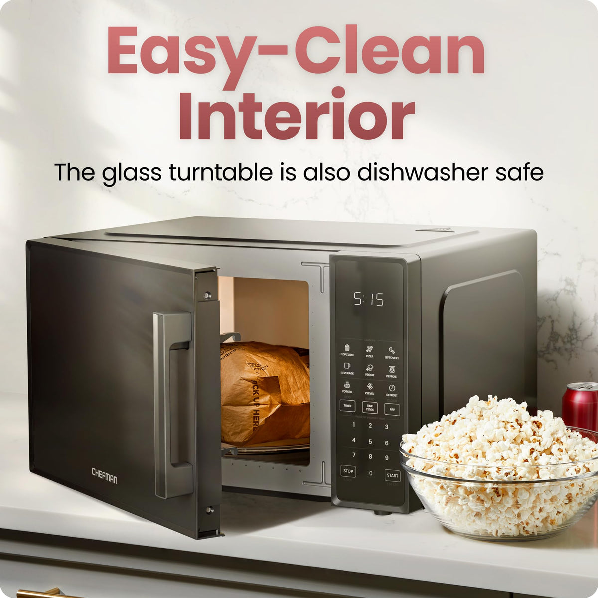 Chefman Countertop Microwave Oven, 1.1 Cu. Ft., 1000W, Black