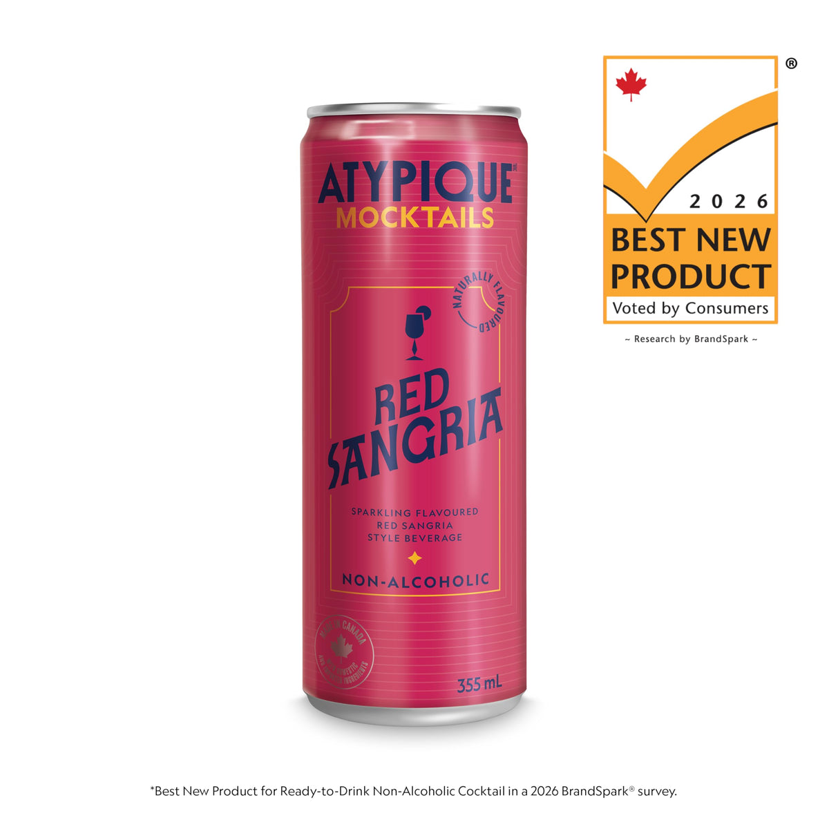 Atypique Mocktails Non-Alcoholic Cocktail, Red Sangria, 355 mL, 12 Ct