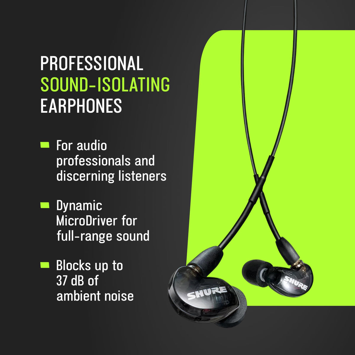 Shure SE215 PRO Sound Isolating Wired Earbuds, Clear