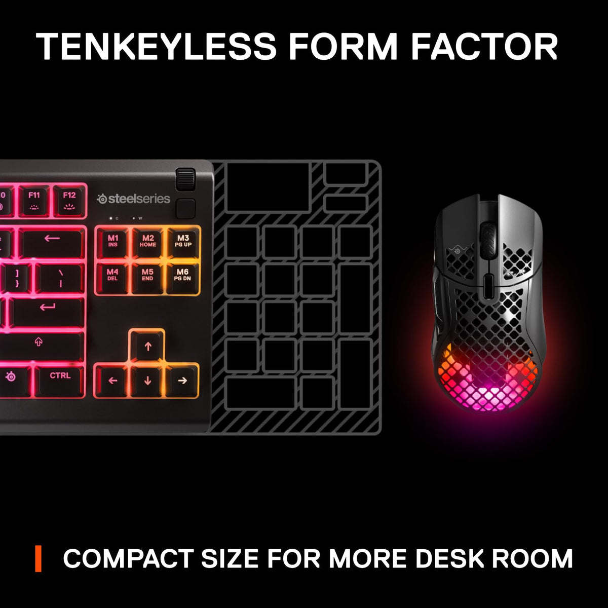 SteelSeries Apex 3 TKL RGB Gaming Keyboard, 8-Zone, Black