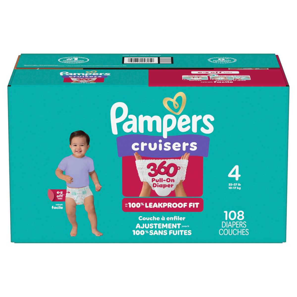 Pampers Cruisers 360 Pull-On Diapers, Size 4, 108 Count